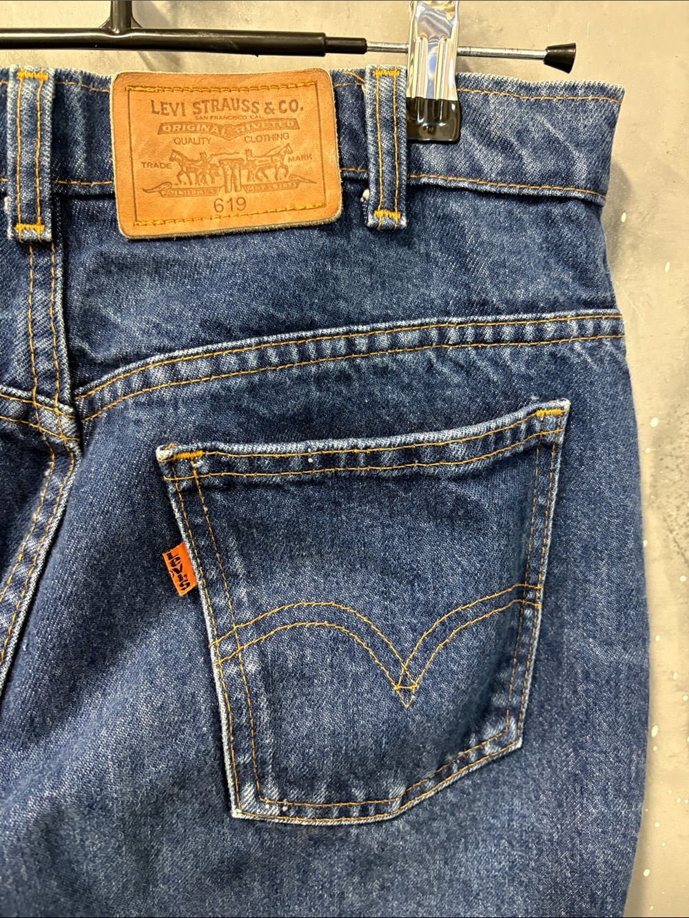Vintage 80s Orange Tab Levi's 619 Men's Straight Blue Denim Jeans
